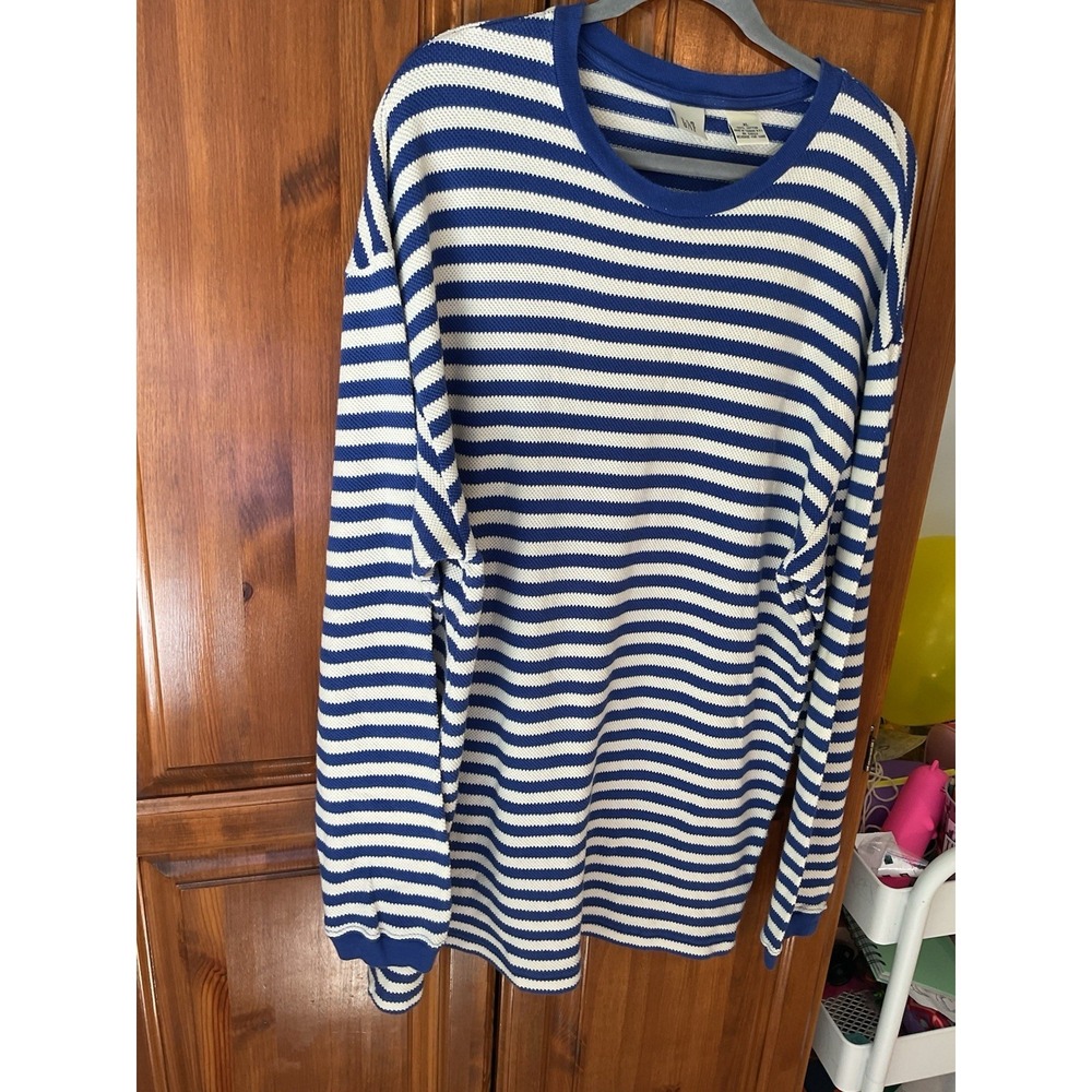 Gap Womens XL Terry Blue Strip Pullover